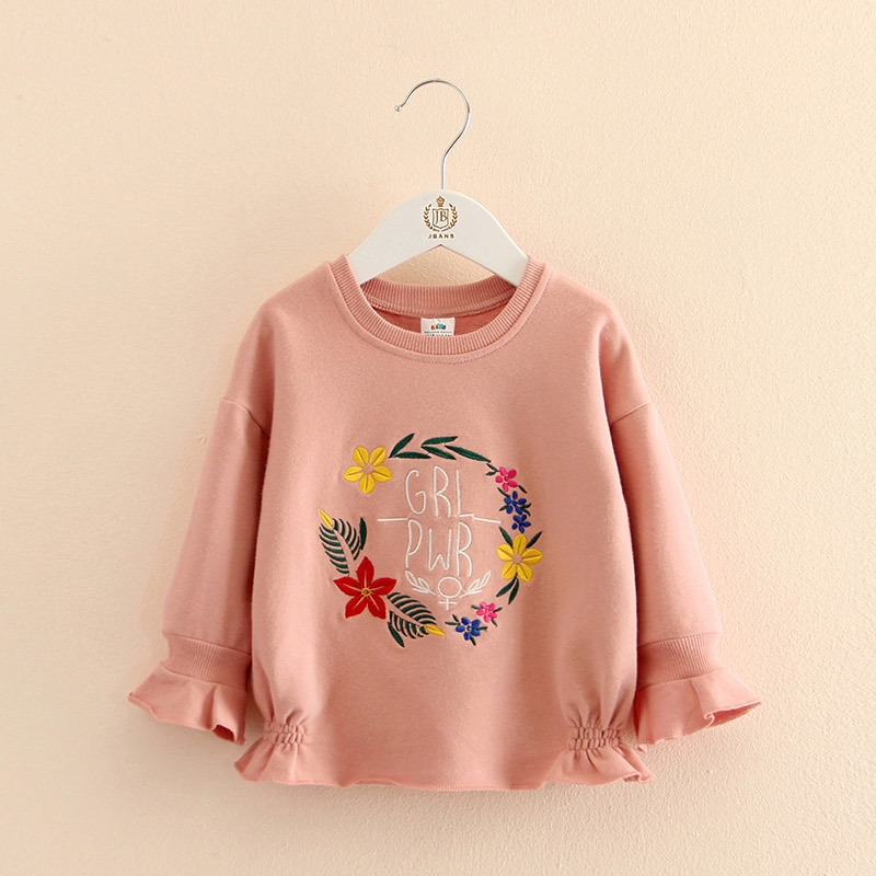 Autumn Spring Fashion 2-4 5 6 7 8 9 10 Years Children'S Gift Flower Letter Flare Trumpet Sleeve Kids Baby Girl Sweatshirts 220309