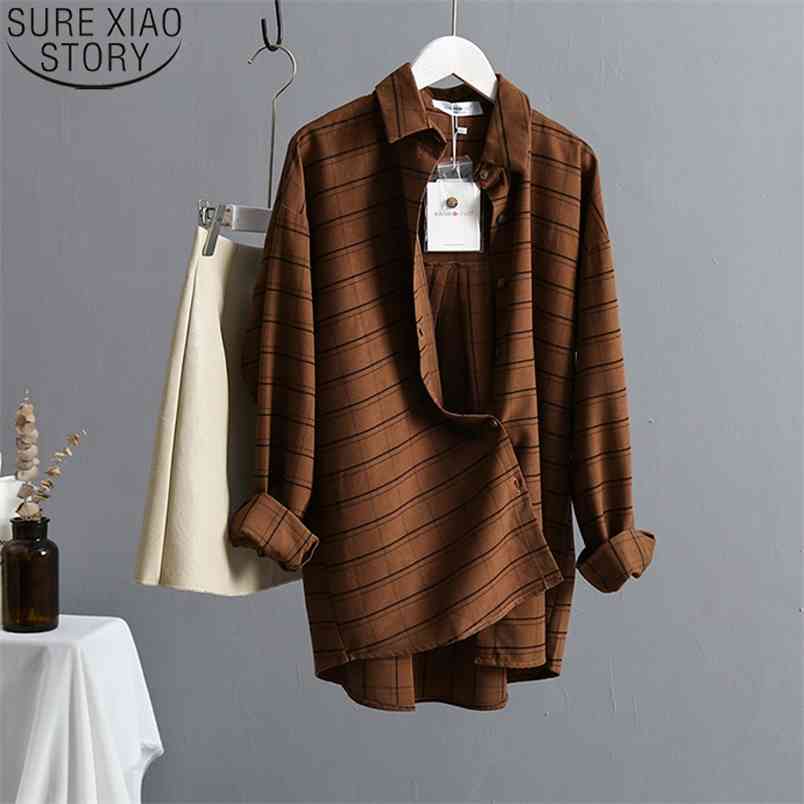 Vintage Loose Long Sleeve Shirt Oversize Women Blouse Autumn Front Short Back Turn-Down Collar Casual Tops 10870 210506