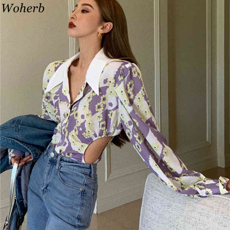 Streetwear Blouses Women Topsf Loral Print Vintage Korean Blusas Mujer Spring Summer Long Sleeve Office Lady Shirts 210519
