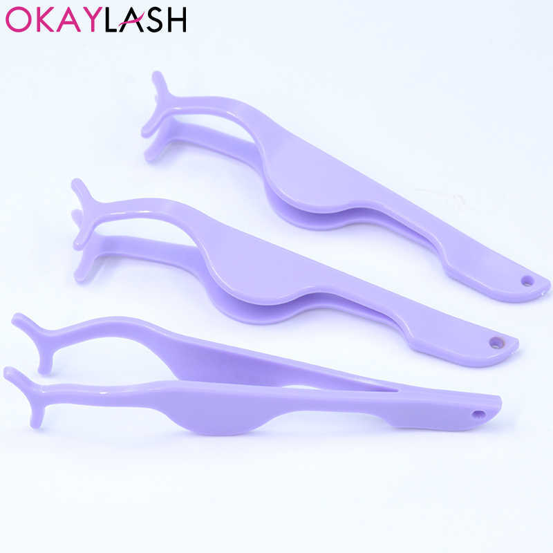 OKAYLASH 50Pcs Wholesale Custom Plastic Eyelash Tweezers OEM Private Label Bulk Cilia Lash Pincers Applicators 210915