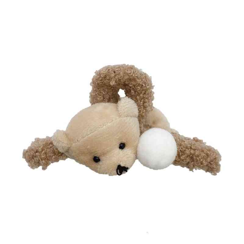 Hair Accessories Jewelry Milk Tea Color Plush Bear Curling Clip Female South Korea Autumn and Winter Back of Head Net Red Shark