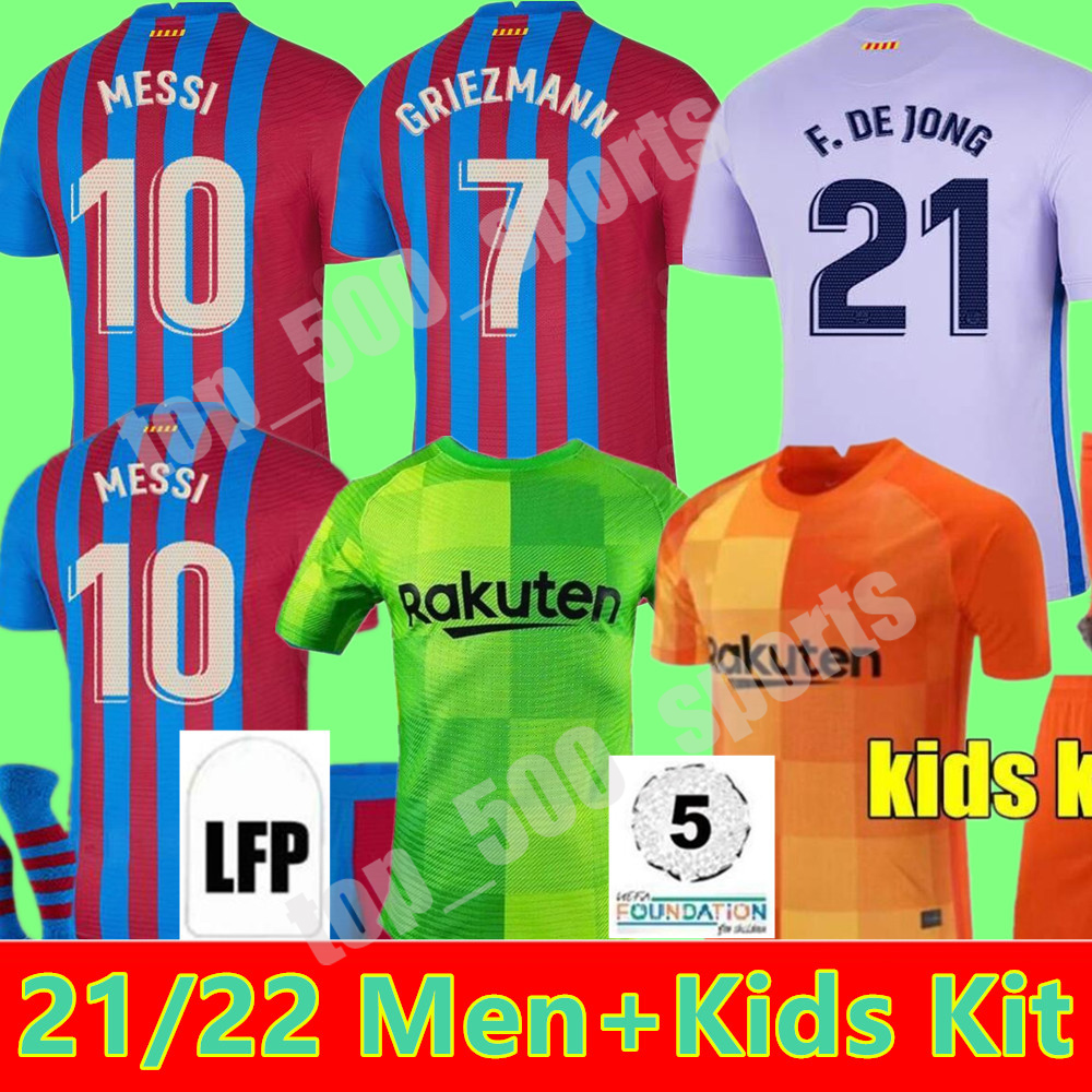 21 22 Barcelona MESSI Soccer Jersey BARCA FC Kun Aguero GRIEZMANN F.DE JONG DEST PEDRI football shirt men kids kit socks, Black;yellow
21 22 Barcelona MESSI Soccer Jersey BARCA FC Kun Aguero GRIEZMANN F.DE JONG DEST PEDRI football shirt men kids kit socks, Black;yellow