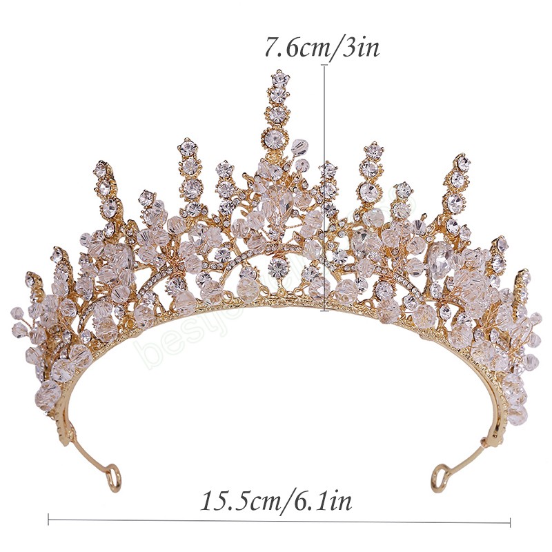 Wedding Tiaras Crown For Women Pearl Crystal Rhinestone Headwear Princess Queen Diadem Bridal Hair Accessories Jewlery