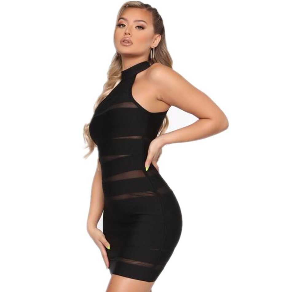 Fashionable Celebrity Bandage Dress Black Sexy Strapless Sleeveless Mini Feminine Nightclub Party 210527