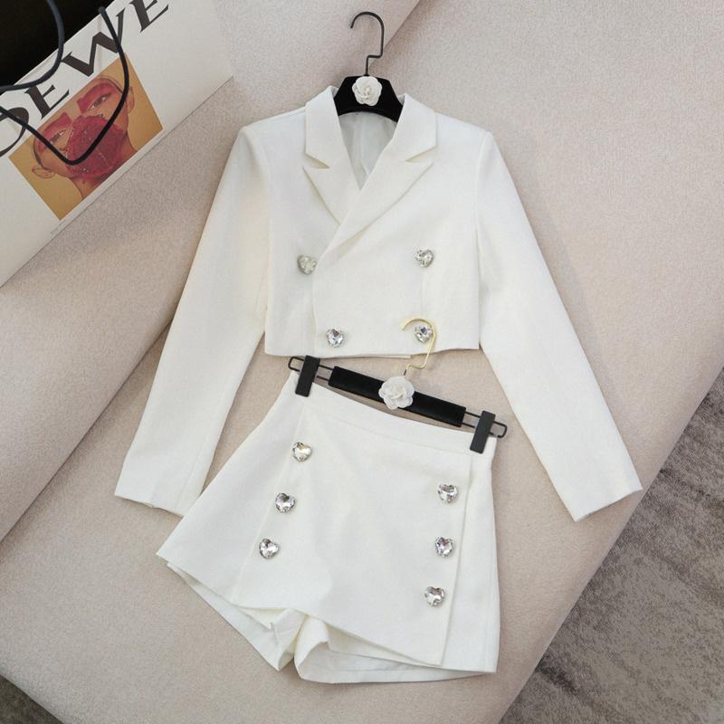 Women's Tracksuits Autumn Small Fragrance Two Piece Set Women Crop Top Short Blazer Coat + High Waist Shorts Sets Street 2 Pant Suits, Gray
Women's Tracksuits Autumn Small Fragrance Two Piece Set Women Crop Top Short Blazer Coat + High Waist Shorts Sets Street 2 Pant Suits, Gray