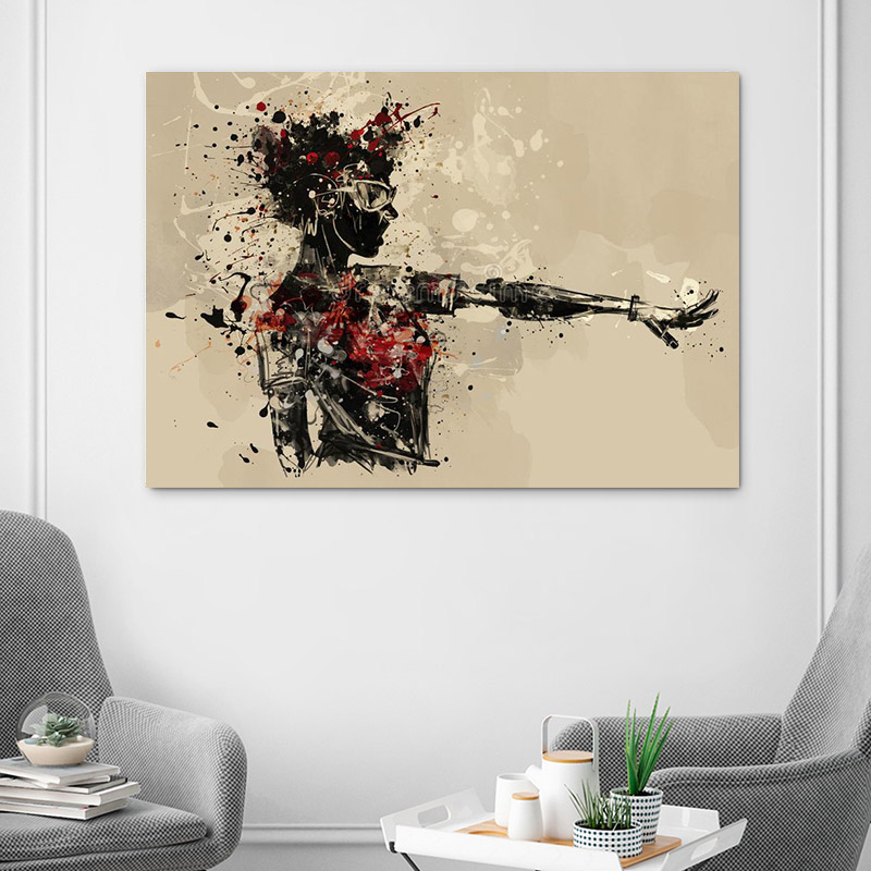 Nordic Modern Artist Trumpeter Woman Painting Abstract Poster Canvas Picture For Living Room And Restaurant Home Wall Decor