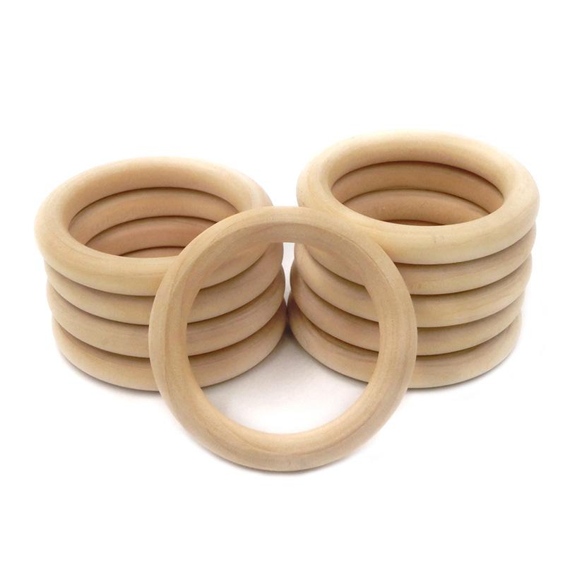 2021 Wooden Teether Baby Kids Teethe Beech Ring Teething Round Craft Bracelet Grind Holder Nursing Toy Infant Safe DIY Wood