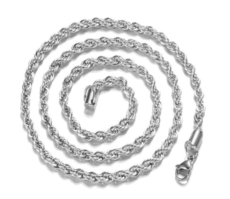 925 Sterling Silver necklace 16/18/20/22/24 Inch 4mm Twisted Rope Chain Necklace For Women Man Fashion Wedding Charm Jewelry GC608