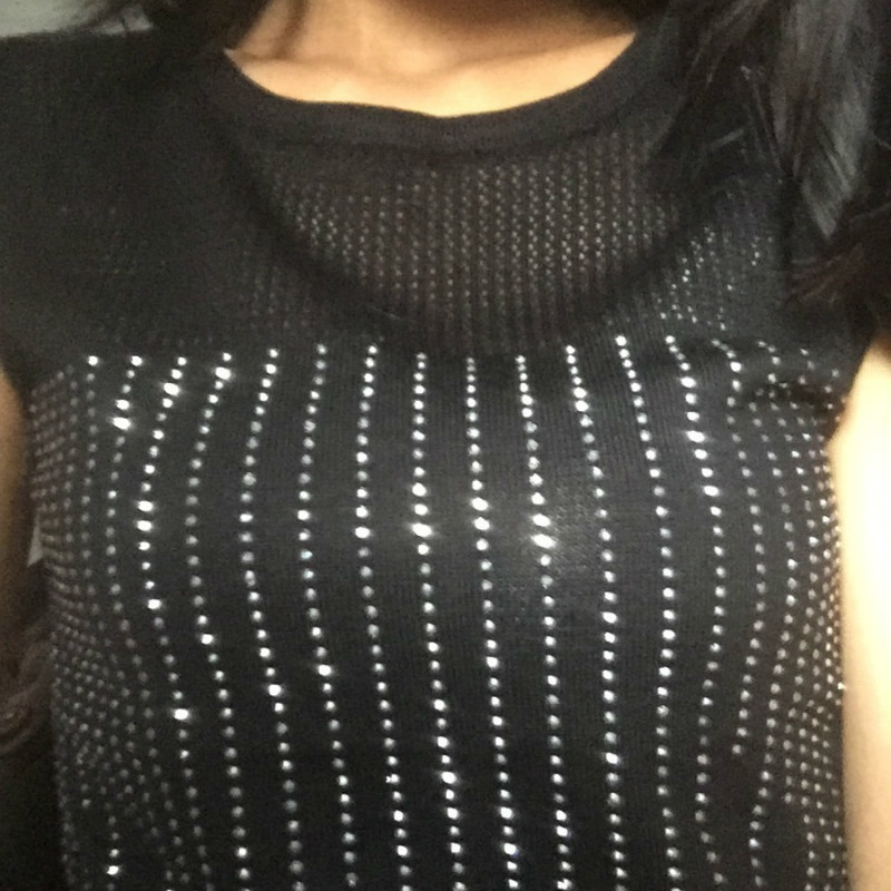 Summer Ice Silk Thin Knitted Vest Women Casual Tank Top Modis Sequined Beading Hollow Out Mesh Shirt Femme 210519