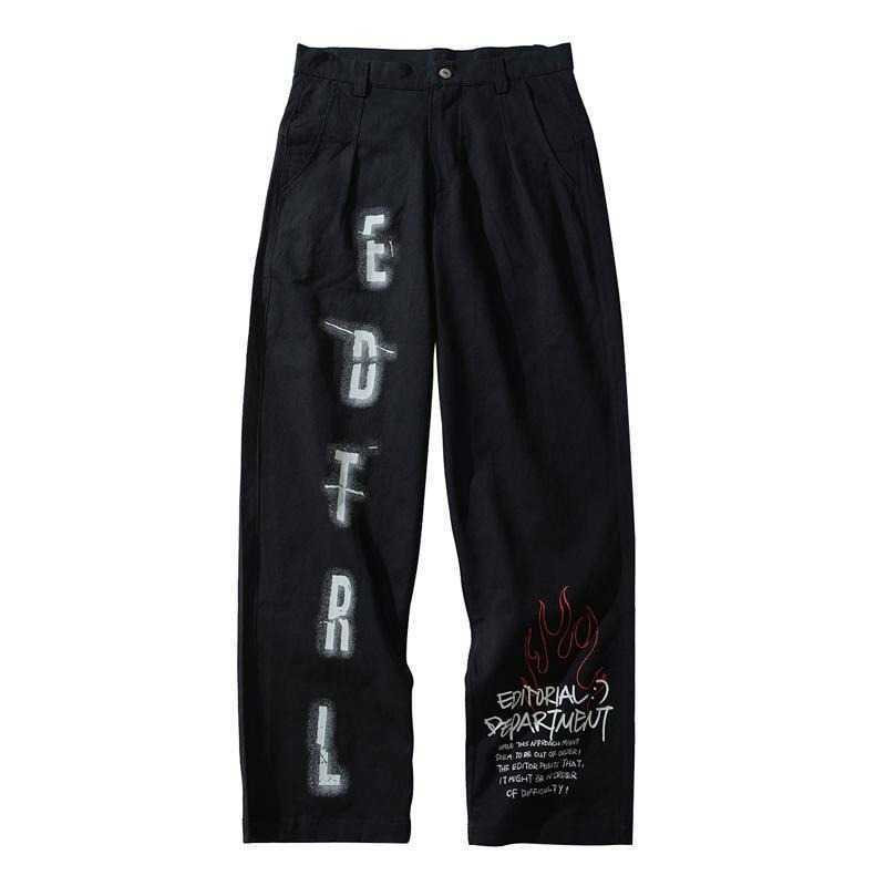 QWEEK Oversized Mall Goth Pants Grunge Aesthetic Punk Wide Leg Pants Women Streetwear Graffiti High Waist Pants Women Trousers 211006