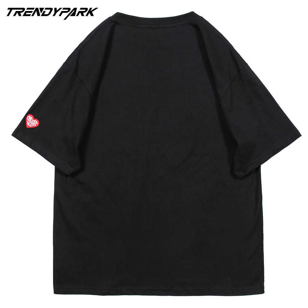 Men's Hip Hop Streetwear Tshirts Harajuku Plastic Heart T-Shirts Mens Casual Cotton Short Sleeve Tees Shirts Oversized Tops 210601
