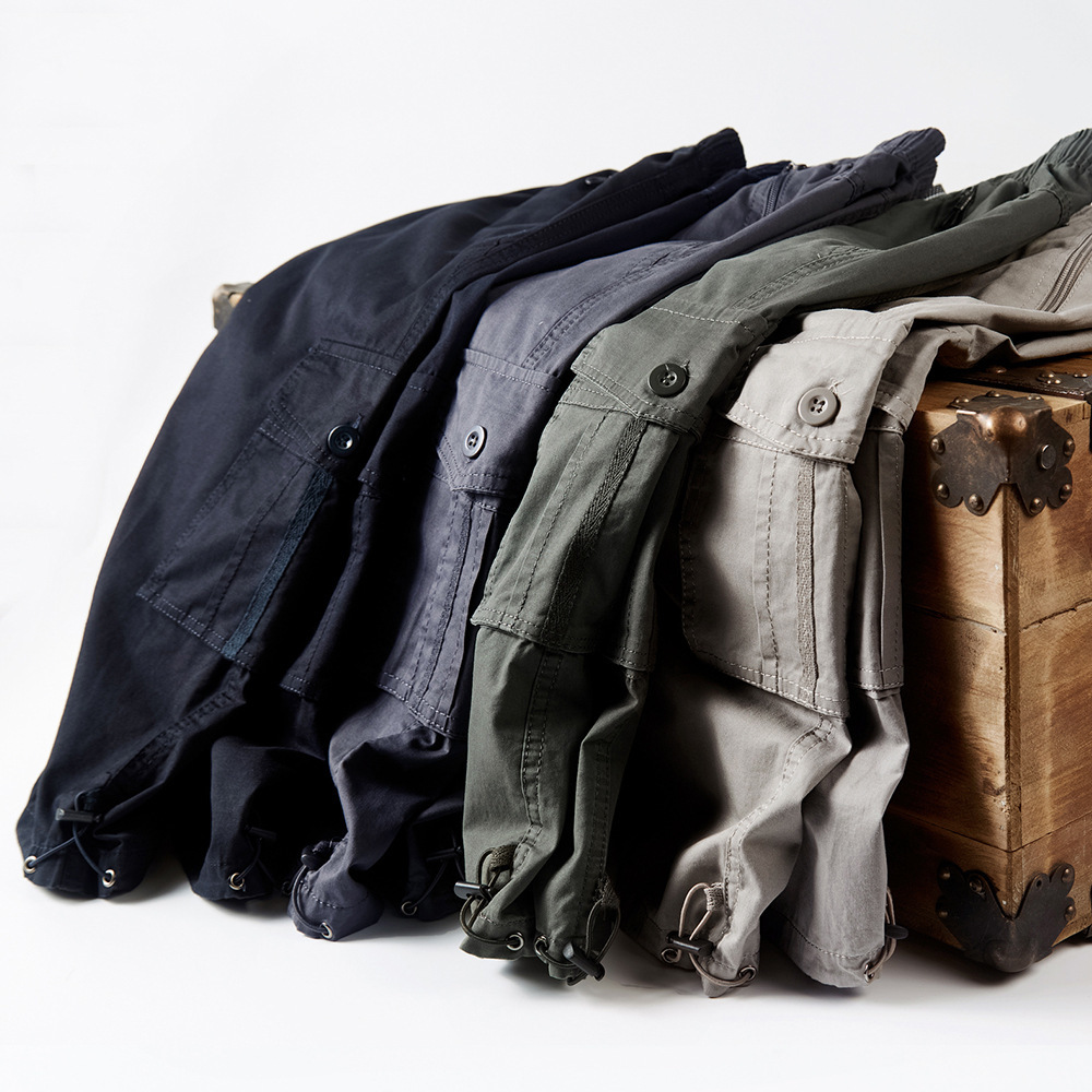 Cargo Shorts Men Zipper Pocket Many Men's Breeche Long Length 3/4 Short Pant Cotton Bermuda Summer casual Male Shorts 210518