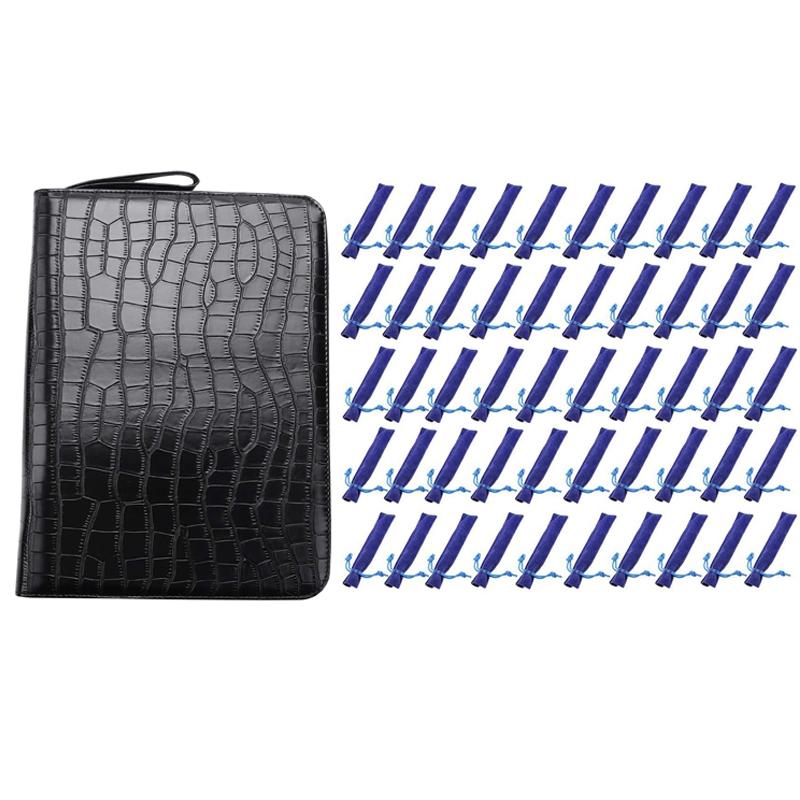Pencil Bags 51 Pcs Bag: 50 Blue Velvet Single Pen Bag & 1 PU Leather Black 48 Slots Pouch
Pencil Bags 51 Pcs Bag: 50 Blue Velvet Single Pen Bag & 1 PU Leather Black 48 Slots Pouch