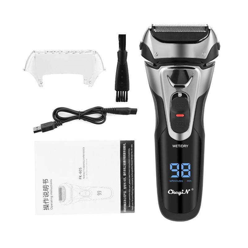 Waterproof Shaver Razor 3D Triple Floating Blade Beard Trimmer USB Rechargeable Shaving Machine Barbeador LED Display 220112