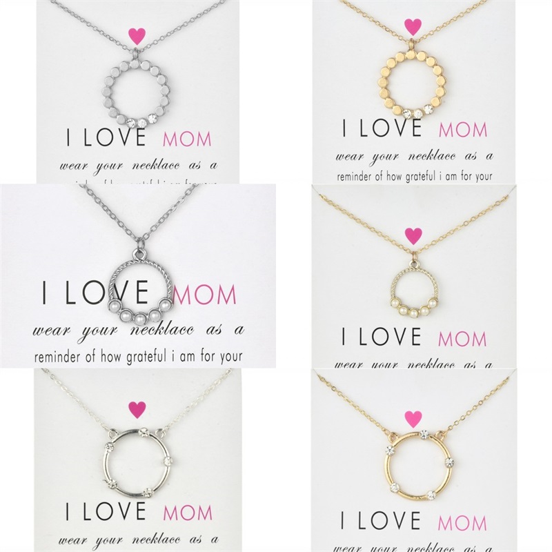 I love mom Circle Pendant Choker Necklaces With Card Gold Silver CZ Chain Necklaces for Women Fashion Jewelry for Mother's Day Gift 819 R2
I love mom Circle Pendant Choker Necklaces With Card Gold Silver CZ Chain Necklaces for Women Fashion Jewelry for Mother's Day Gift 819 R2
