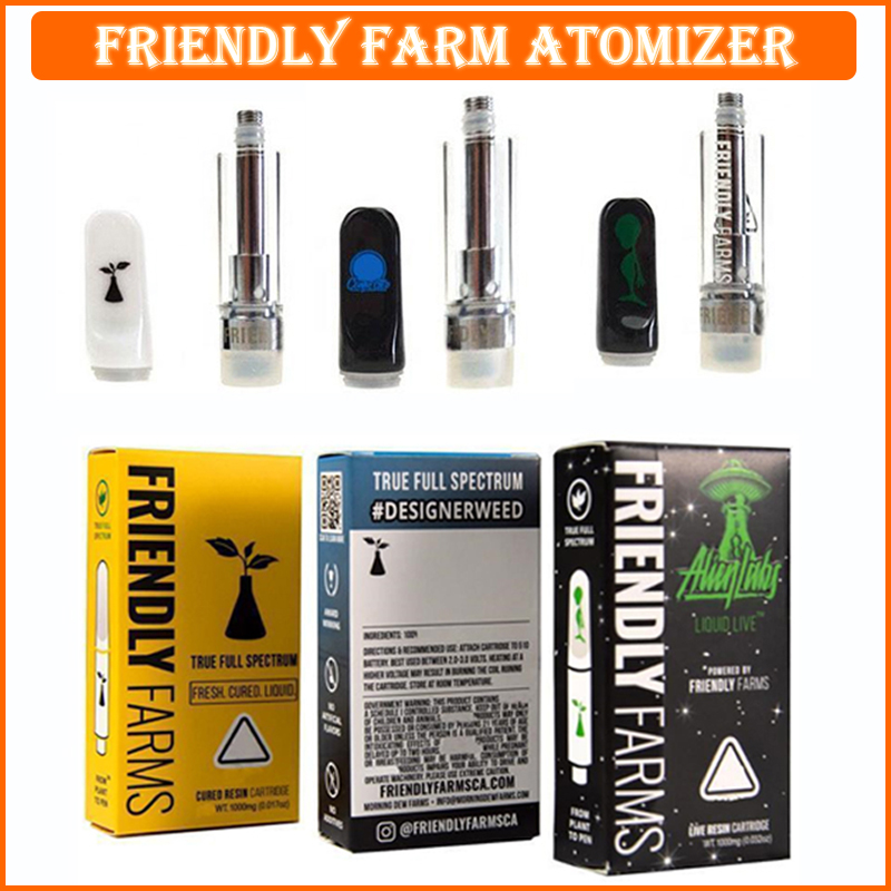 Atomizers Friendly Farms carts 0.8ml Empty Vape Cartridge 510 Thread Ceramic Coil Thick Oil Tank Conneted Alien Labs Dab Pen Vaporizer
Atomizers Friendly Farms carts 0.8ml Empty Vape Cartridge 510 Thread Ceramic Coil Thick Oil Tank Conneted Alien Labs Dab Pen Vaporizer