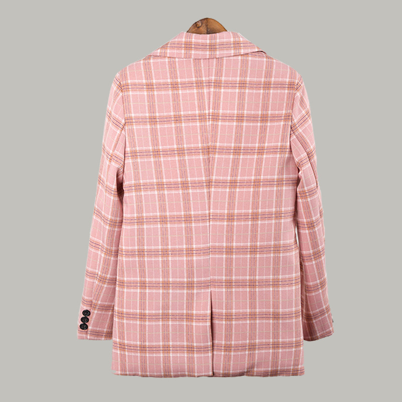 Elegant Black Single-breasted Women Blazer Fashion Vintage plaid Loose Work Wear Tops Outerwear Female Jacket 210524