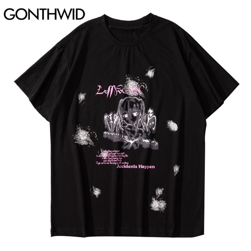 Tshirts Harajuku Japanese Anime Cartoon Girl Print Punk Rock Gothic Tees Shirts Streetwear Hip Hop Casual Cotton Tops 210602, Black
Tshirts Harajuku Japanese Anime Cartoon Girl Print Punk Rock Gothic Tees Shirts Streetwear Hip Hop Casual Cotton Tops 210602, Black
