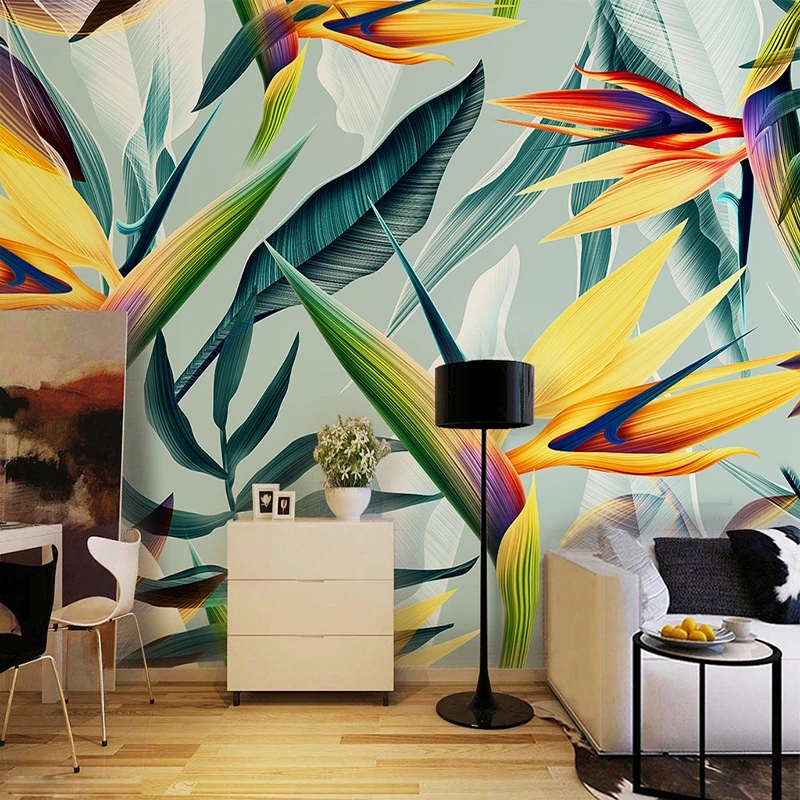 Southeast Asia Tropical Landscape 3D Stereo Pastoral Color Leaves Mural Bedroom Theme Hotel Restaurant Wallpaper