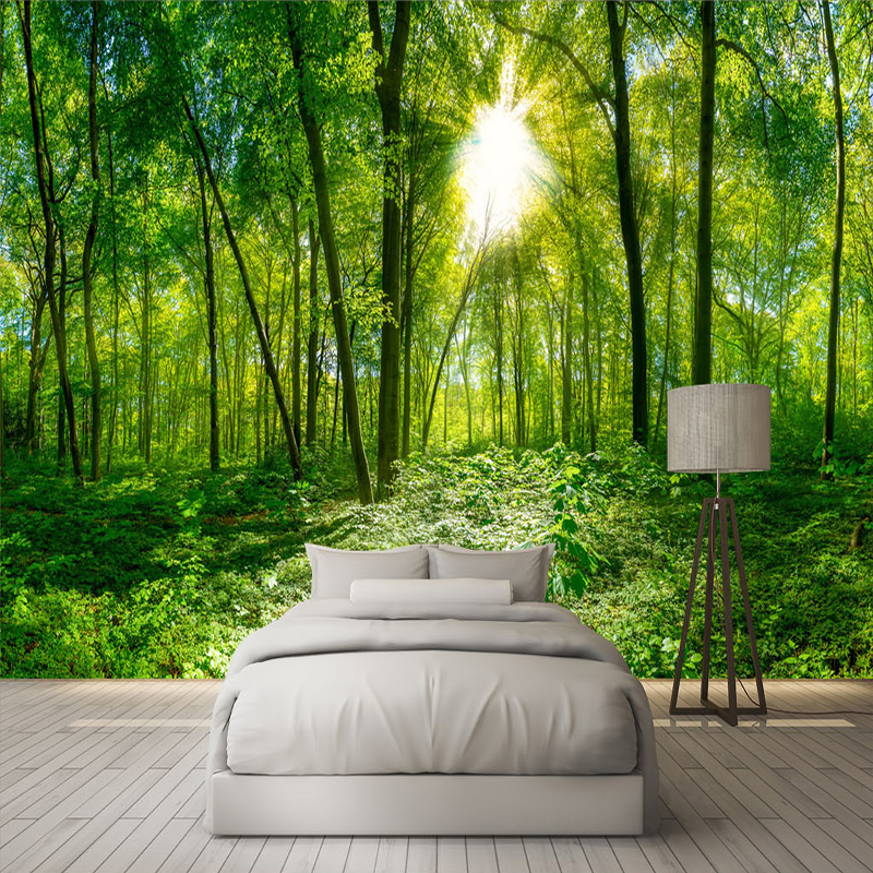 Custom 3D Photo Wallpaper 3D Stereoscopic Space Green Forest Trees Nature Landscape Large Mural Modern