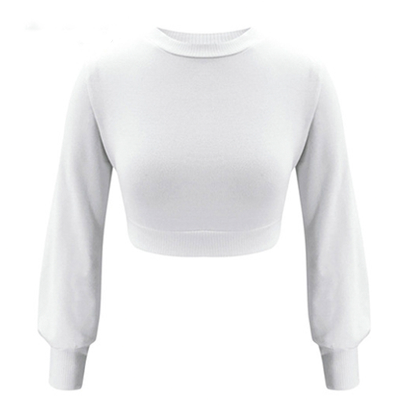 knitted cropped pullovers women casual streetstyle lantern sleeve vintage white sweater tops autumn winter 210427