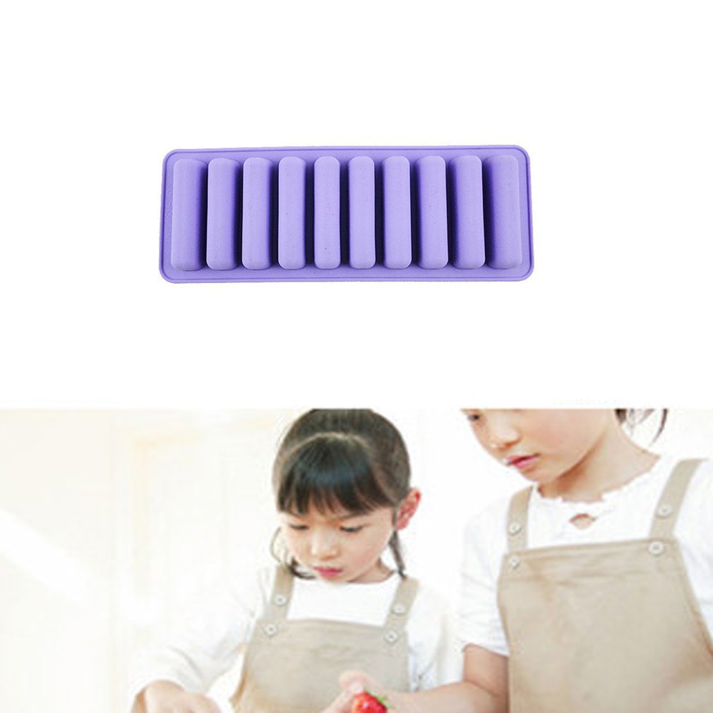 10 Grids Long Strip Shape Silicone Chocolate Mold Load For Homemade Diy Baked Cake Muffin Shape Ice Cube drawer