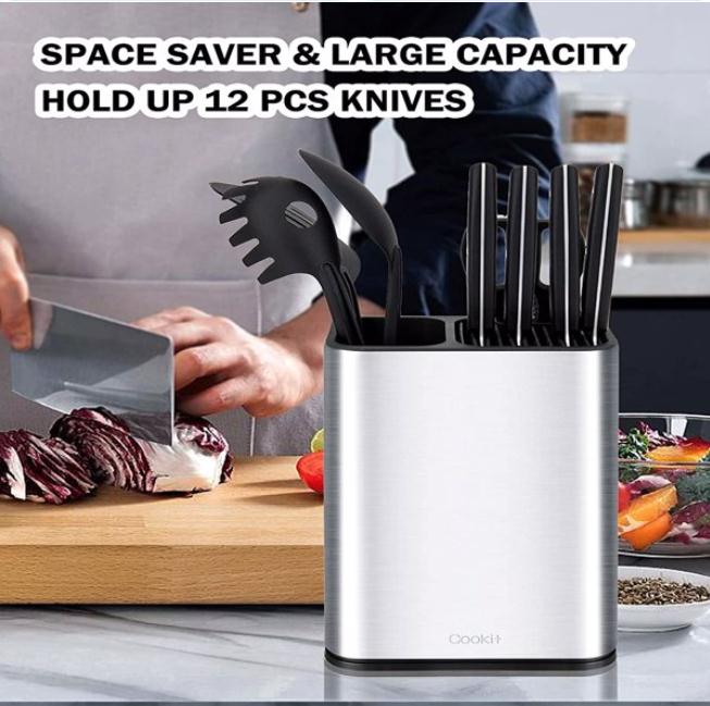 Kitchen Storage & Organization Knife Block, Knife Holder without Knives, Stainless Steel Holders Space Saver Multi-function Utensil Organizer,