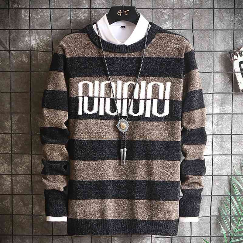 Varsanol O Neck Sweater Men Winter Pullover Sweaters for Men Cotton Embroidery Letter Knitted Sweater Male Clothing Top 3xl 210601