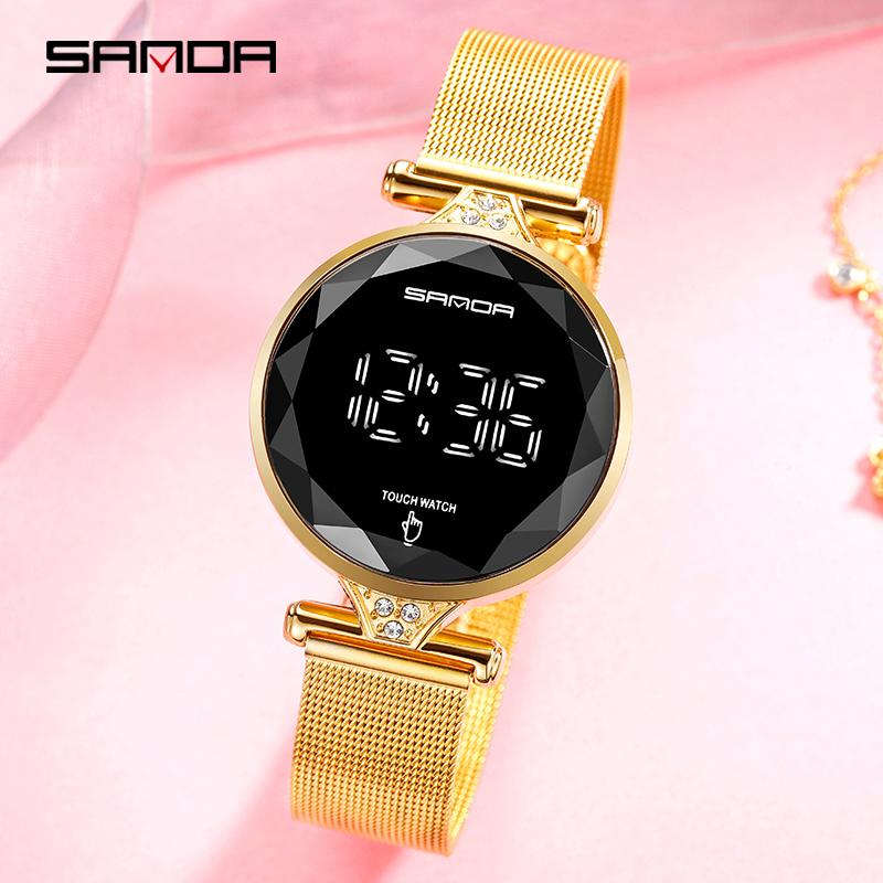 Wristwatches SANDA 2022 Women Watches Fashion Touch Screen LED Digital Watch Waterproof Female Clock Relogio Feminino 8002, Gold
Wristwatches SANDA 2022 Women Watches Fashion Touch Screen LED Digital Watch Waterproof Female Clock Relogio Feminino 8002, Gold