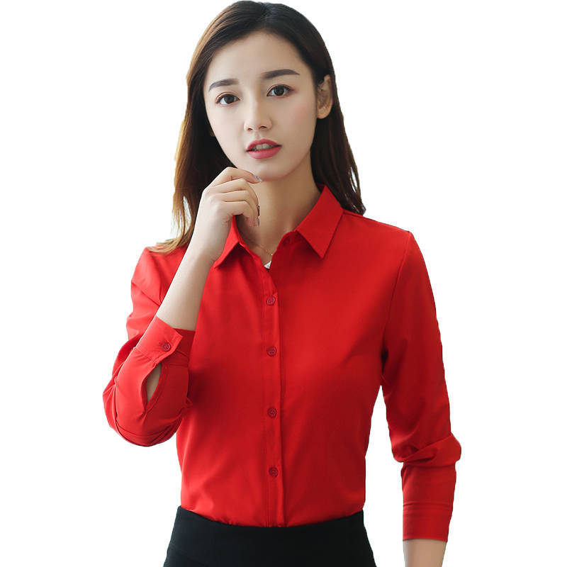 Korea Fashion Spring Autumn Women Shirts Plus Size long sleeve Office Lady Turn-down Collar White Blouses Chiffon Tops D227 210512