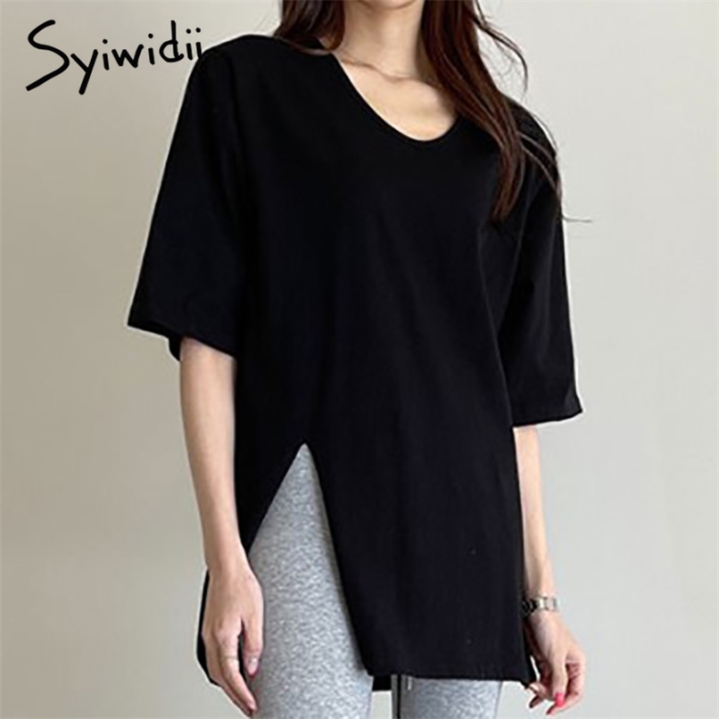 Side Split T-shirts Women Short Sleeve Casual Tops O-Neck White Clothes Summer Cotton Korean Fashion Shirts 210607, Green
Side Split T-shirts Women Short Sleeve Casual Tops O-Neck White Clothes Summer Cotton Korean Fashion Shirts 210607, Green