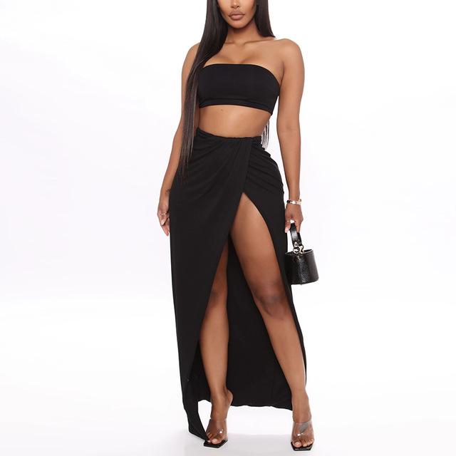 Crop Tops High Waist Long Skirt Two Piece Set Women Summer Party Club 2 Piece Outfits Sexy Off Shoulder Matching Sets, Black;gray
Crop Tops High Waist Long Skirt Two Piece Set Women Summer Party Club 2 Piece Outfits Sexy Off Shoulder Matching Sets, Black;gray