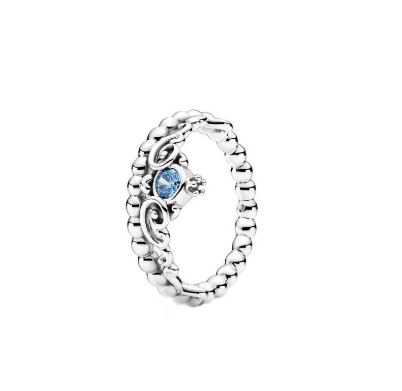 fine S925 Sterling Silver Ring rose gold Cinderella Shining Elegant Heart Wedding Rings size 610