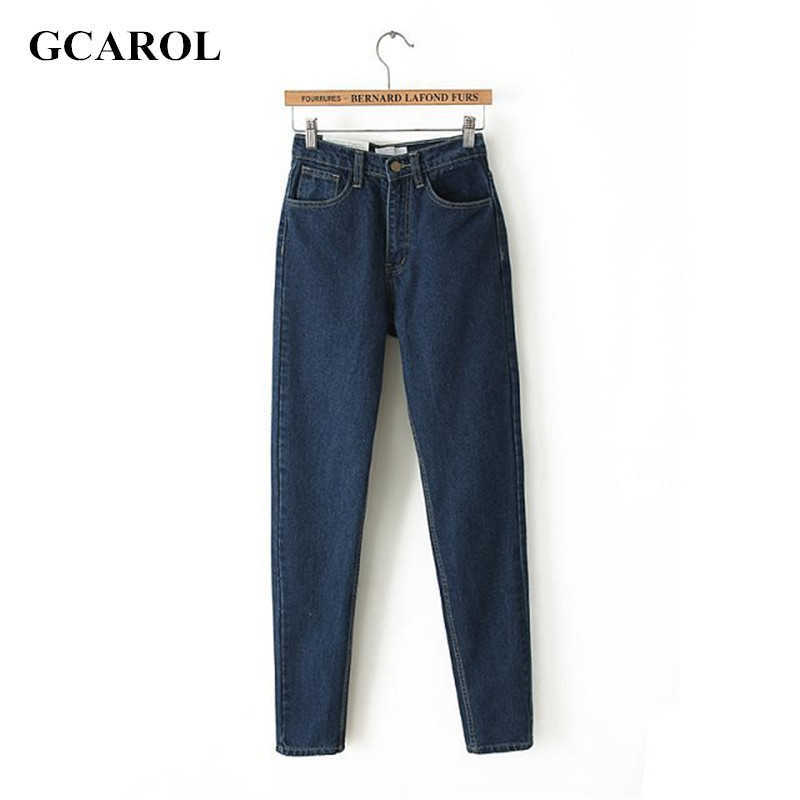 GCAROL Women High Waist Denim Jeans Vintage Slim Mom Style Pencil Quality Basic Pants For 4 Season 210809
