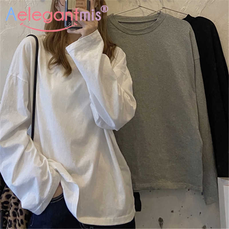 Aelegantmis Spring Bottoming Loose T Shirts Women Autumn Oversize Basic Tops Female Solid Long Sleeves Korean Simple 210607, Gray
Aelegantmis Spring Bottoming Loose T Shirts Women Autumn Oversize Basic Tops Female Solid Long Sleeves Korean Simple 210607, Gray