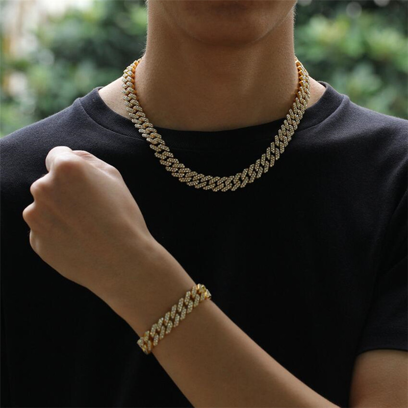 2021 Top Sell 12mm Wedding Pendant Sparkling Hip Hop 18K White Gold Fill Full Crystal Vintage Jewelry Women Link Chain Cross Cuba Necklace For Lover G