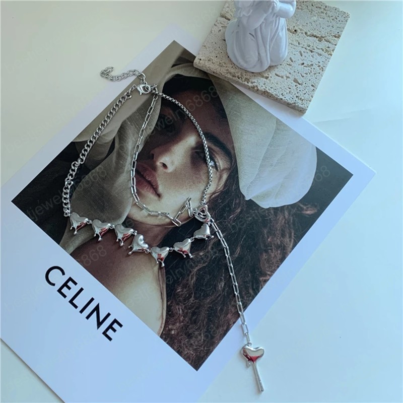 Fashion Imitated Pearl Stone Pendant Necklace For Women Summer Heart Chain Choker Necklace Bohemian Jewelry Gifts