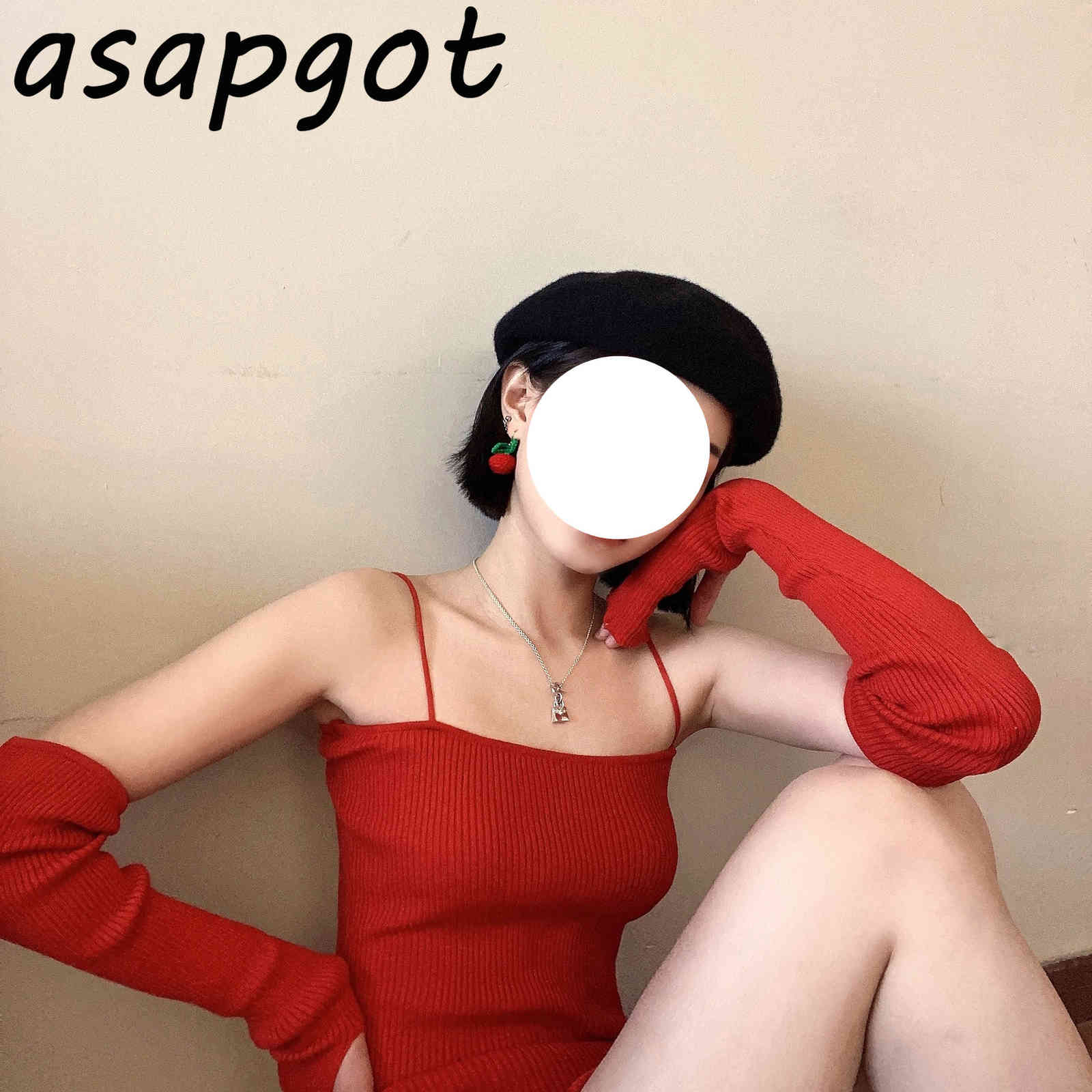 Dresses Sexy Summer Red Spagheti Strap Sleeveless Knitted Dress Women Mini Chic Korean Retro Wild Bodycon Vestido De Mujer 210429