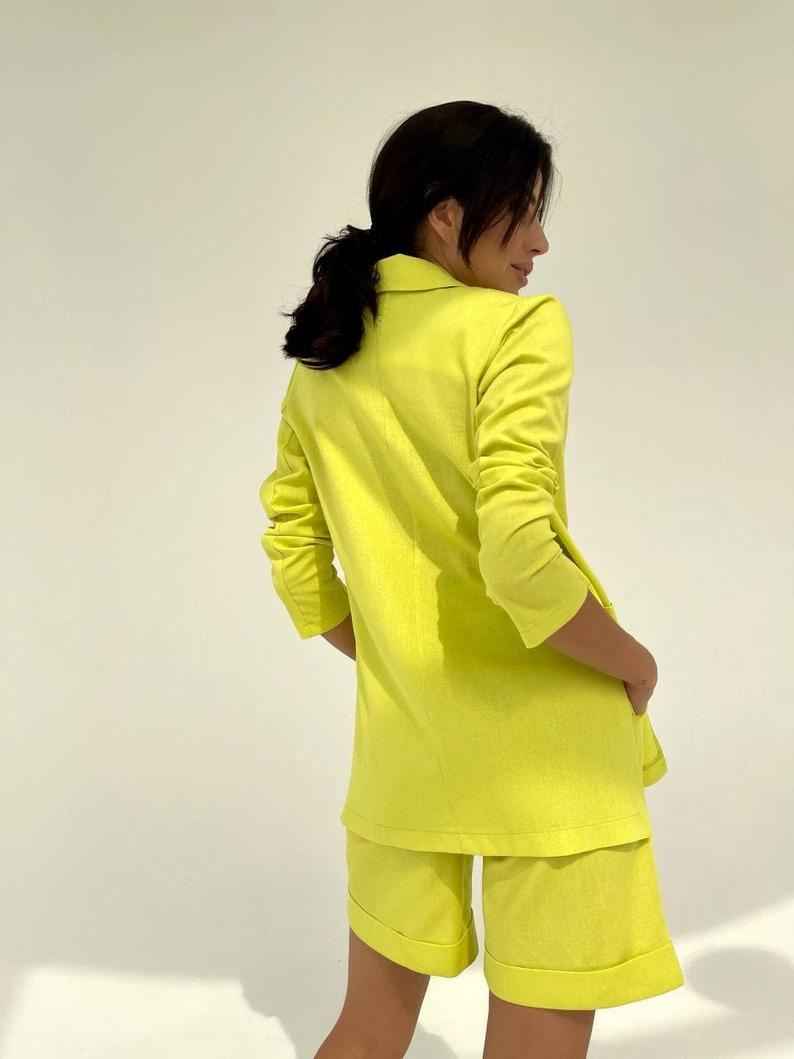 Bright Green Mother Of The Bride Pants Suits Summer Short Women Business Formal Work Blazer Suit 2 Pieces