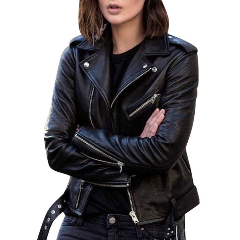 Women' Leather & Faux Autumn And Winter Plus Size Jacket Long-Sleeved Short Punk Style Zipper Lapel Solid Color Motorcycle, Black
Women' Leather & Faux Autumn And Winter Plus Size Jacket Long-Sleeved Short Punk Style Zipper Lapel Solid Color Motorcycle, Black