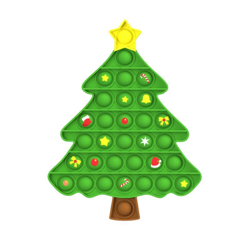 Silicone Cartoon Christmas Tree Push Bubble Sensory Toy Anti-stress Relaxing fidget Autism Toys Stress Relieve Educational for Adult Kid Xmas Gifts FY