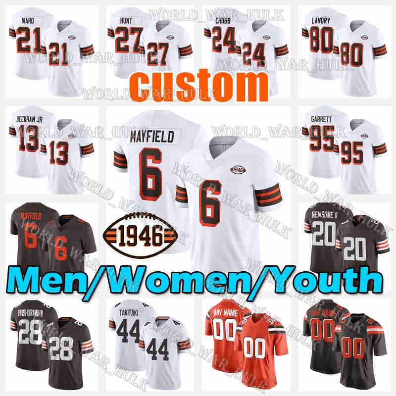 1946 Patch ClevelandBrownsFootball Jerseys 6 Baker Mayfield White 24 Nick Chubb 13 Odell Beckham Jr 80 Jarvis Landry 95 Myles Garrett Denzel Ward Kareem Hunt, Women custom jersey(bu lang)
1946 Patch ClevelandBrownsFootball Jerseys 6 Baker Mayfield White 24 Nick Chubb 13 Odell Beckham Jr 80 Jarvis Landry 95 Myles Garrett Denzel Ward Kareem Hunt, Women custom jersey(bu lang)