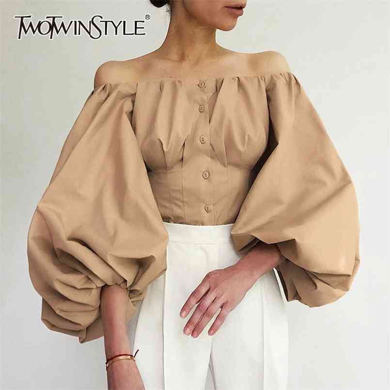 Temperament Tunic Shirt For Women Slash Neck Lantern Sleeve Solid Minimalist Blouse Female Fashion Clothing 210524, White
Temperament Tunic Shirt For Women Slash Neck Lantern Sleeve Solid Minimalist Blouse Female Fashion Clothing 210524, White