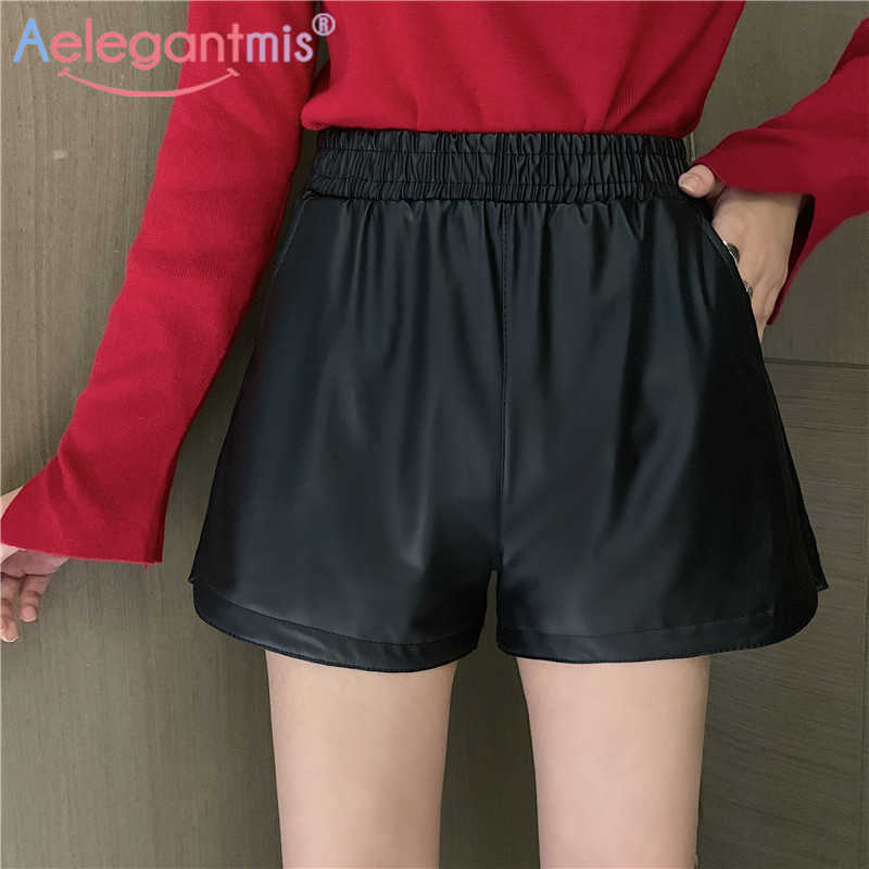 Aelegantmis Black PU Leather Shorts Women Spring Elastic Waist Loose Female Faux Short Trouser Sashes Streetwear 210607
Aelegantmis Black PU Leather Shorts Women Spring Elastic Waist Loose Female Faux Short Trouser Sashes Streetwear 210607