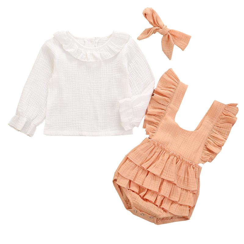Clothing Sets Toddler Born Baby Girl Suit Long-Sleeve Ruffle Round Neck White Top+Short Romper+Headband Set Outfit Cute Bodysuit 3pcs
Clothing Sets Toddler Born Baby Girl Suit Long-Sleeve Ruffle Round Neck White Top+Short Romper+Headband Set Outfit Cute Bodysuit 3pcs