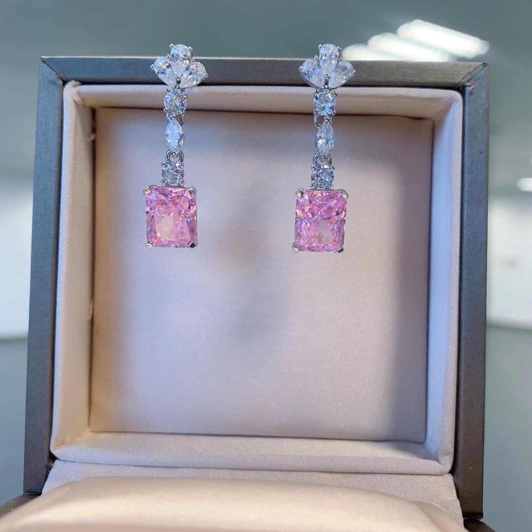Handmade Topaz Diamond Dangle Earring Original 925 sterling silver Jewelry Party Wedding Drop Earrings for Women Jewelry Gift