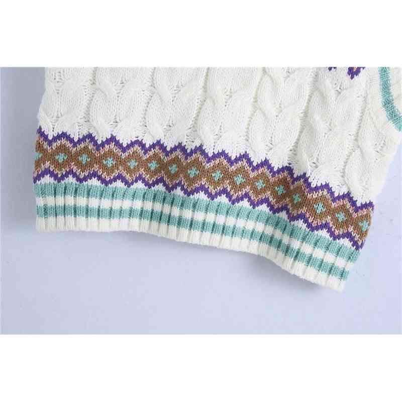 Streetwear Women Striped Sweaters Vest Fashion Ladies V-Neck Knitted Tanks Causal Female Chic Twist Pullovers 210430