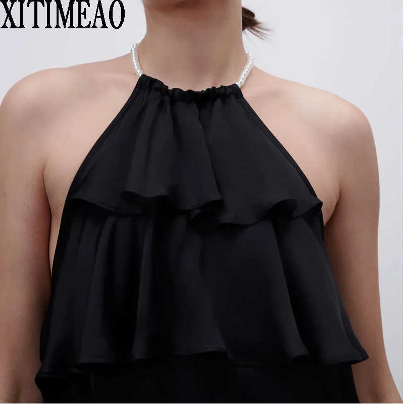Za Women Fashion Sexy Cropped Solid Color Knitted Blouses Vintage Backless Female Shirts Cross Necked Vest Neck Tops 210602, Black
Za Women Fashion Sexy Cropped Solid Color Knitted Blouses Vintage Backless Female Shirts Cross Necked Vest Neck Tops 210602, Black