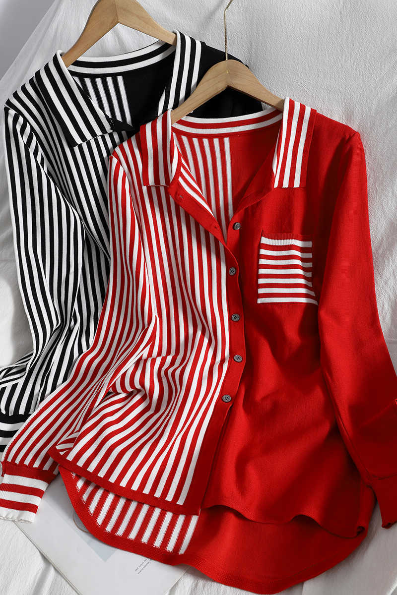 VANOVICH Summer and Spring Fashion Women Shirts Cardigan Long Sleeve Ladies Blouses Tops Pocket Korean Style 210615