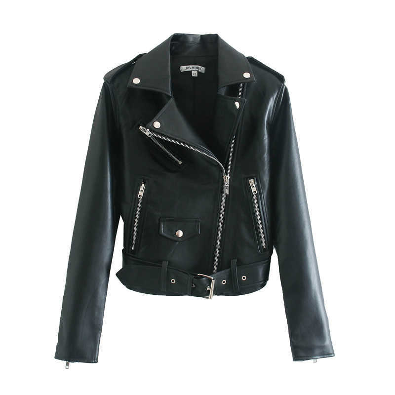 DEAT Women Personality Shorts Streetwear Leather Jacket Long Sleeve Fashion Temperament Autumn Winter 11D1948 210709